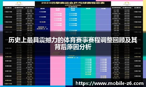 历史上最具震撼力的体育赛事赛程调整回顾及其背后原因分析